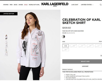 Karl Lagerfeld 白色 純棉塗鴉長袖襯衫 950元