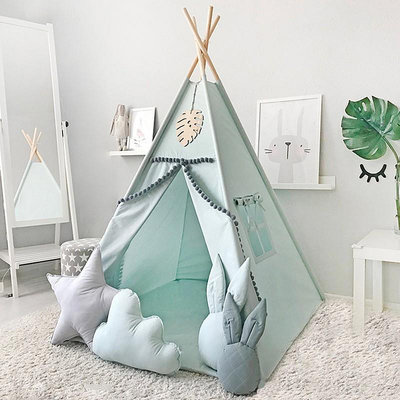 兒童帳篷室內游戲屋純棉帆布男孩女孩公主寶寶玩具屋印第安帳篷