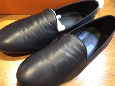 Hermes深藍色男休閒鞋便鞋 懶人鞋 少穿狀況佳 台灣專櫃購入 適合球鞋US 9.5 27cm 42