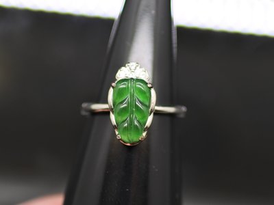 《瓜地馬拉翡翠專區》《戒指》正品A貨 天然翡翠 滿綠葉子 戒子 戒指 #12