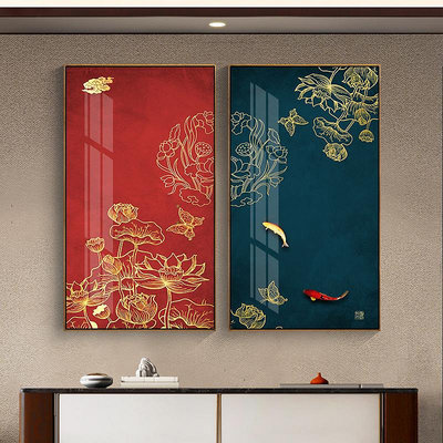 新中式入戶正對門玄關裝飾畫中國風掛畫高級感客廳背景墻中堂壁畫半米潮殼直購