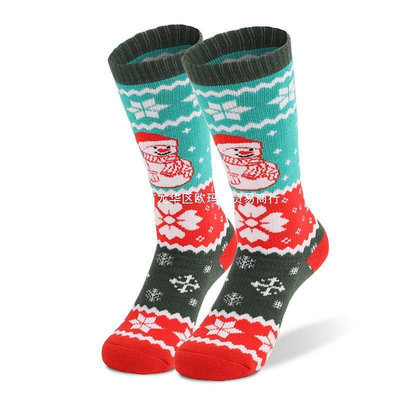 【現貨】兒童滑雪運動襪男女加厚毛巾底保暖中高筒彩色戶外雪地襪聖誕棉襪