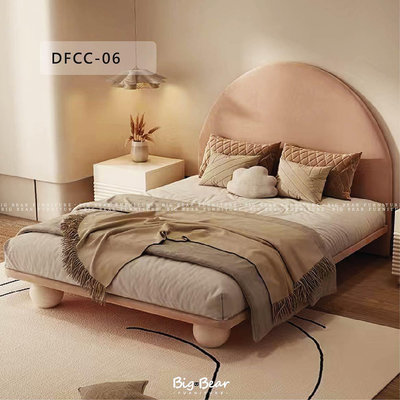 【大熊傢俱】DFCC 06 床架 皮床 奶油風 床組 軟床 造型床 絨布 兒童床 實木 訂製 現代床