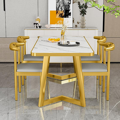 餐桌家用餐桌歐式現代簡約客廳小戶型輕奢高端大理石巖板椅子一體圓桌