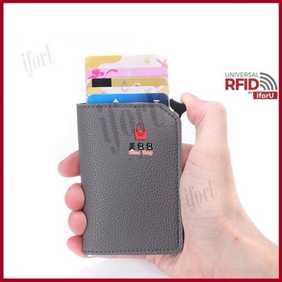 多 RFID 阻止防盜卡夾新款彈出式智能男士錢包 錢包 皮夾