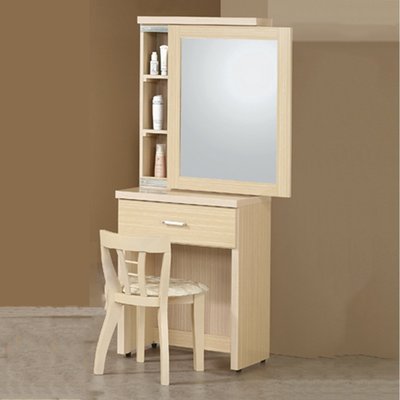 【在地人傢俱】22 簡單購-圓滿白橡木紋2尺鏡台/化妝台-含椅 LC042-2