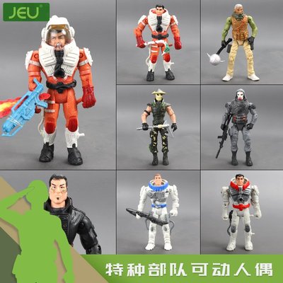 特價!JEU 3.75寸兵人模型軍人警察太空員幽靈關節可動人偶兒童軍事玩具