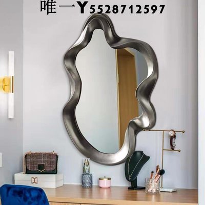 熱銷 北歐ins不規則裝飾鏡高端玄關藝術造型鏡子網紅化妝鏡壁掛浴室鏡 可開發票