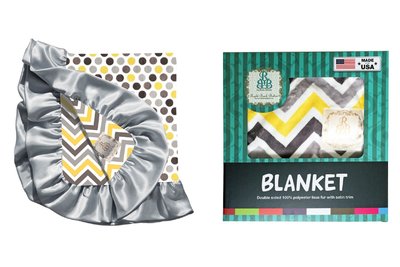 【婕希卡】美國 Right Bank Babies 雙面四季毯系列 黃齒紋點款 嬰兒毯、午睡毯