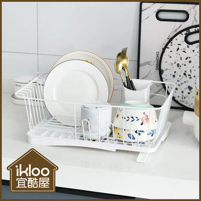 【ikloo】多功能碗盤餐具瀝水架/收納架/小廚房碗架/餐具置物架/碗盤/排水/濾水籃/簡約/檯面置物架