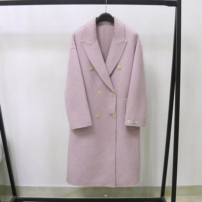 女裝 外套歐洲站博主推薦款安哥紫色拉雙面羊絨大衣女中長款氣質羊毛外套