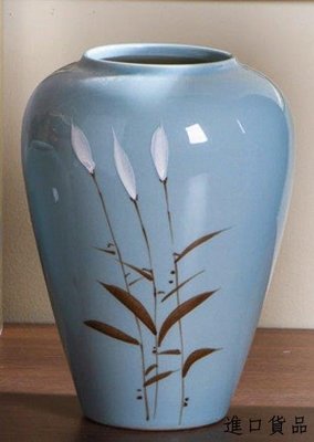 現貨日式 陶瓷手繪蘆葦花瓶 清新藍色花瓶陶藝品手工陶瓷瓶 簡約典雅插花花器擺飾陶瓷花瓶禮物裝飾瓶可開發票