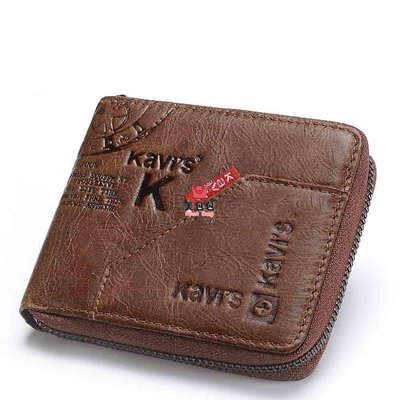 Kavis 男士錢包 100% 真皮零錢包男小錢包 RFID 迷你錢包卡夾經典錢錢包 錢包 皮夾