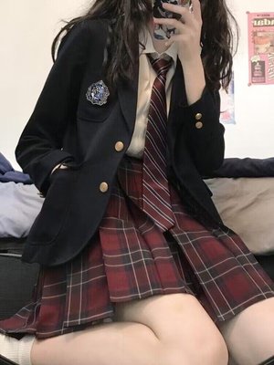 正版制服西服套裝日系學院風校供感全套春秋黑色學生外套女西裝