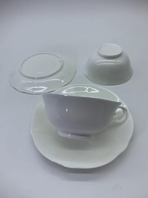 日本回流咖啡杯盤白瓷花瓣形豪雅hoya
