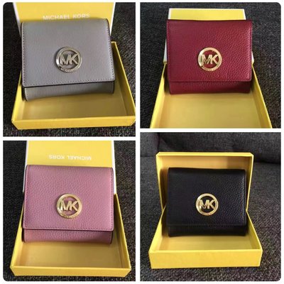 小皮美國正品代購 MICHAEL KORS MK 新款荔枝紋牛皮小Logo女士短夾錢包 歐美時尚 超實用 附購買憑證