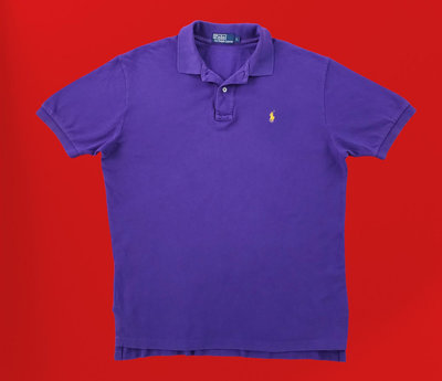 Polo Ralph Lauren 棉質 紫色 素面POLO衫 (L) (一元起標 無底價)