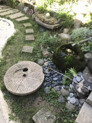 日式庭園造景石桌 石板～大石磨厚板（直徑61公分）特🉐️價【侘寂文學館】 擺設佈置 絕美讓藏