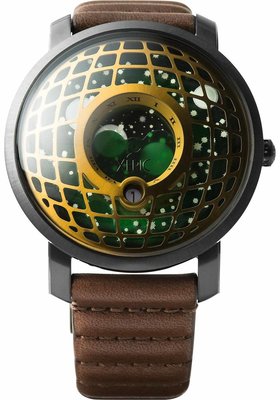 美國正品XERIC Trappist-1 Moonphase  男款真皮腕錶---現貨 黃銅綠