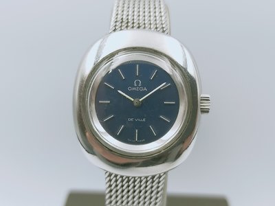 【發條盒子A2935】OMEGA 歐米茄 De Ville系列 藍面手上鍊 不銹鋼 經典鍊帶女錶