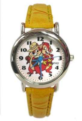 【卡漫迷】奇奇蒂蒂 手錶 ㊣版 皮革 卡通錶 Chip n Dale 迪士尼 兒童錶 女錶 ~ 2 6 0元