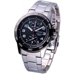 SEIKO精工超霸三眼計時 真空製程電鍍黑錶框 黑紅熱血配色 高質感男仕石英腕錶型號：SNN193P1