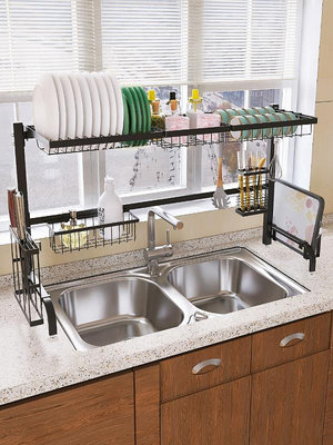 廚具 黑色水槽置物架 多層水槽瀝水架 家用廚房廚具用品收納整理水槽架
