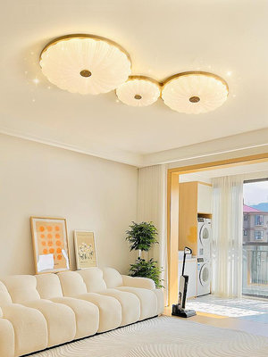 客廳燈北歐原木風個性創意貝殼臥室燈現代簡約全光譜護眼吸頂燈~麗芙小屋