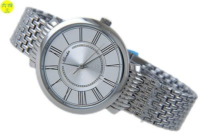六四三精品)MANKA(真品)全不銹鋼錶殼及錶帶.斯文氣質款.超大錶徑4.0.白面!