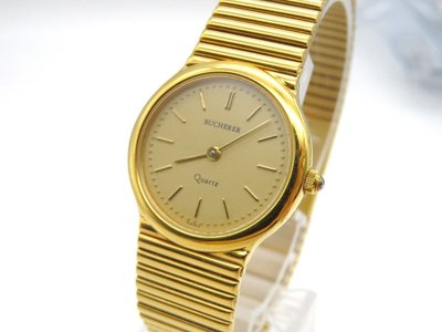 【精品廉售/手錶】瑞士名錶Bucherer寶齊萊 石英女錶/通體金色錶框錶帶*高端靓款秀雅大方*#760*防水*很新美品