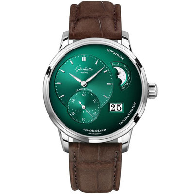 GLASHUTTE ORIGINAL 格拉蘇蒂原創 偏心月相 40mm 綠面 皮錶帶 1-90-02-13-32-62