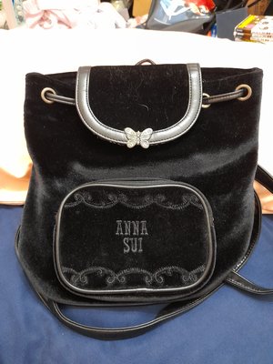 朋友託售ANNA SUI 安娜蘇 黑絲絨 後背包 側背包 二用2500元