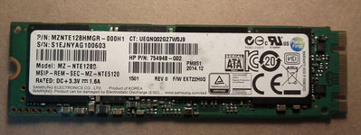 SSD Samsung MZ-NTE1280 128GB M.2 SATA 2280固態硬碟NGFF三星128G TLC