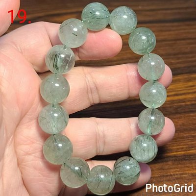 綠髮晶 發晶 手鍊 手環 手珠 14mm+ 天然 ❤水晶玉石特賣#C374-7