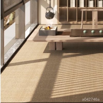設計師茶室劍麻編織地毯駝色日式客廳沙發亞麻棉麻飄窗墊中古地墊【價錢詳談】