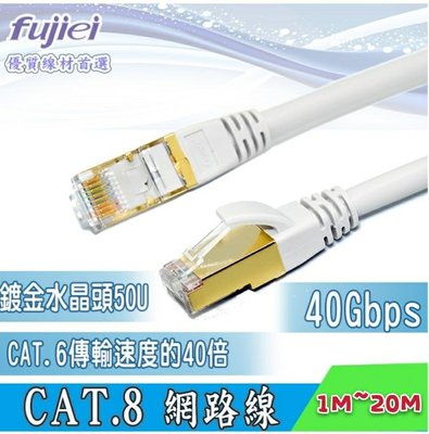 【20M】CAT.8 超高速網路線  水晶頭50U 鍍金水晶頭 40Gbps 支持2000MHz的寬頻 網路線