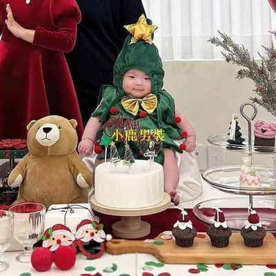 耶誕衣服嬰兒耶誕樹造型時尚創意嬰幼兒寶寶連身衣哈衣包屁衣爬服 可開發票
