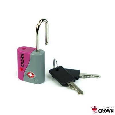 【CROWN皇冠】海關鑰匙鎖 行李箱配件(C-5134粉紅色)【威奇包仔通】