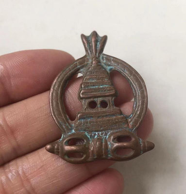 古玩雜項復古收藏銅器 藏傳文化牌 金書扣75托甲天鐵 紅銅吊墜