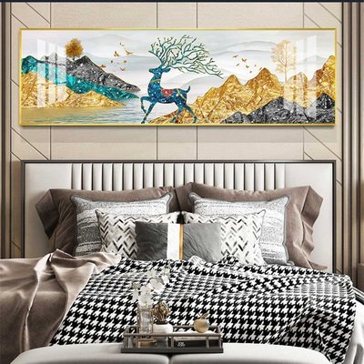 現貨熱銷-新中式客廳裝飾畫現代簡約沙發背景墻畫壁畫輕奢大氣臥室床頭掛畫pknd