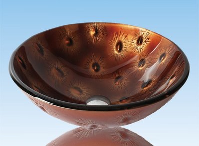 FUO衛浴:42公分 彩繪工藝 藝術強化玻璃碗公盆 (WY15060)預訂!