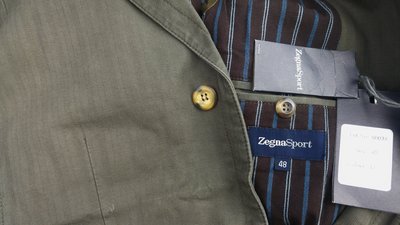歐碼48全新 Zegna sport  軍綠色單排單寧西裝外套