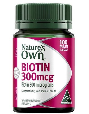 在台現貨！ 澳洲 Nature's Own Biotin 高濃度生物素 300mcg 100顆 效期2025/5月