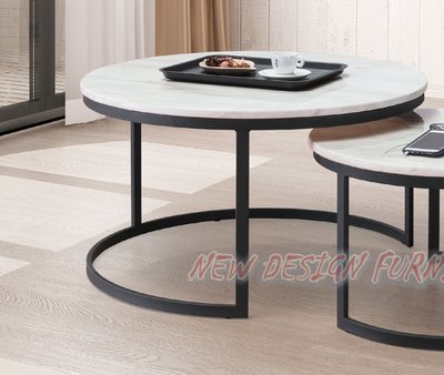 【N D Furniture】台南在地家具-工業風粉體烤漆金屬腳架人造石面80cm大圓几/大茶几YH