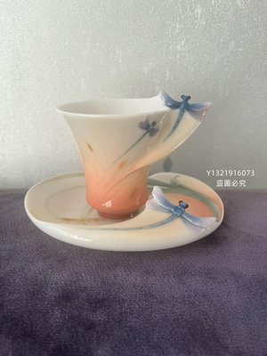 Franz法藍瓷蜻蜓系列杯盤（高：7cm，寬：12cm）-【聚寶閣】3144