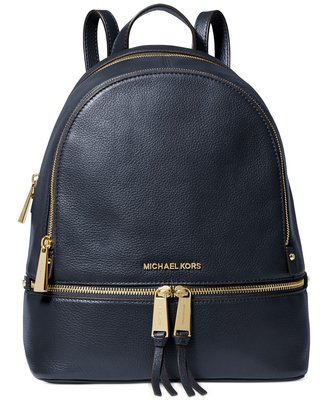 Coco 小舖 Michael Kors Rhea Zip Small Backpack 深藍色皮革後背包