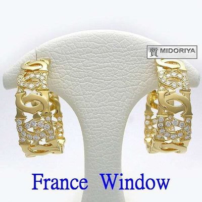 法國櫥窗卡地亞cartier LOGO 18k黃金鑲鑽 耳環