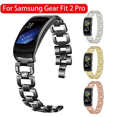 森尼3C-SAMSUNG 三星 Gear Fit 2 Pro 替換錶帶鑽石不銹鋼腕帶三星 Fit 2 SM-R360 錶帶-品質保證