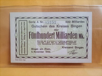 正【德國1923年5000億-MARK紙鈔】98新。
