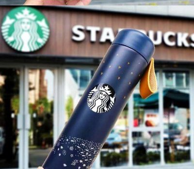 2019新款星巴克 Starbucks 星巴克 16z 星藍閃 拎繩 不銹鋼 保溫杯 隨行杯木紋 星巴克杯
